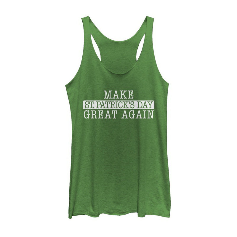 Women's Lost Gods St. Patrick's Day Great Again Racerback Tank Top