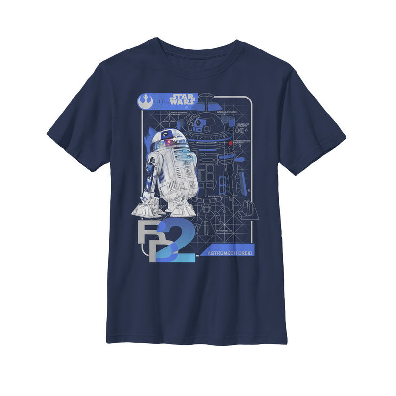 Boy's Star Wars The Last Jedi R2-D2 Schematics T-Shirt