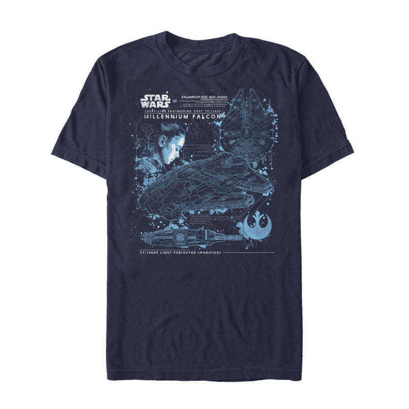 Men's Star Wars The Last Jedi Millennium Falcon Plans T-Shirt