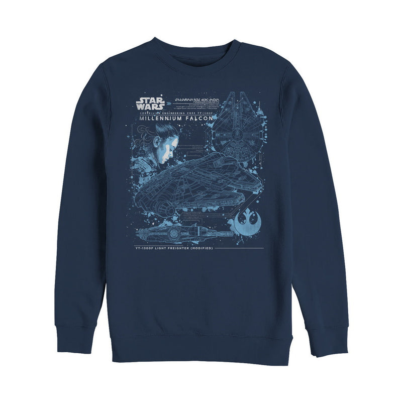 Men's Star Wars The Last Jedi Millennium Falcon Plans Sweatshirt