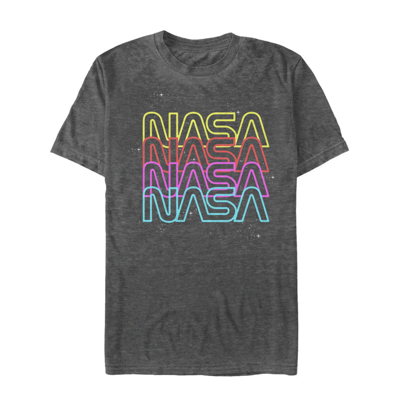 Men's NASA Neon Rainbow Repeat Text Logo T-Shirt