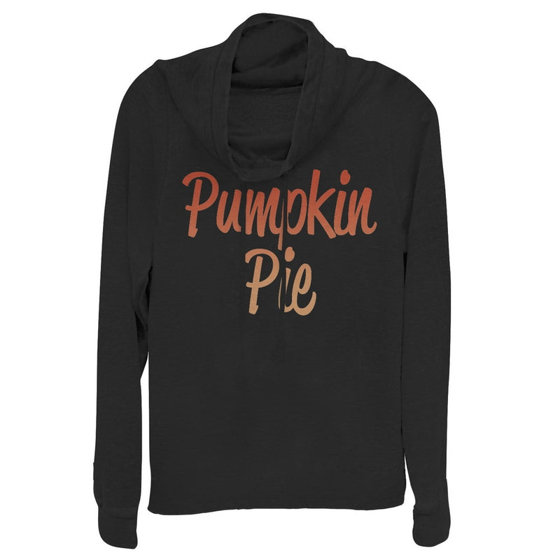 Junior's CHIN UP Cursive Pumpkin Pie Cowl Neck Sweatshirt