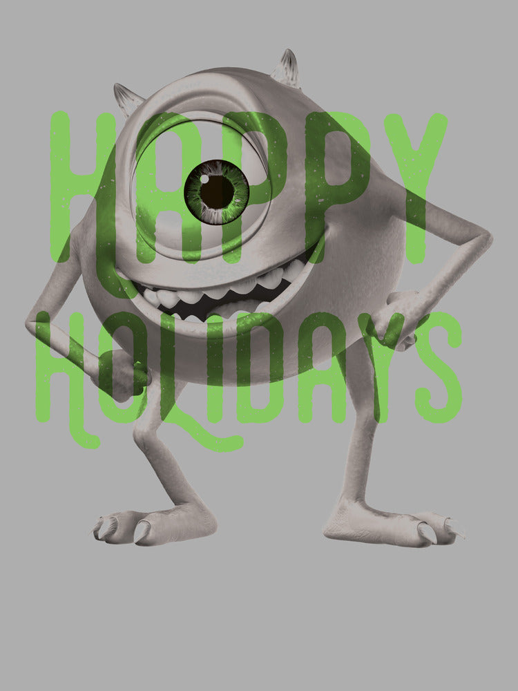 Junior's Monsters Inc Happy Holidays Mike Cowl Neck Sweatshirt