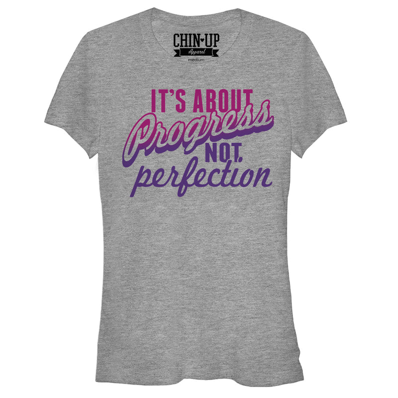 Junior's CHIN UP Progress Not Perfection T-Shirt