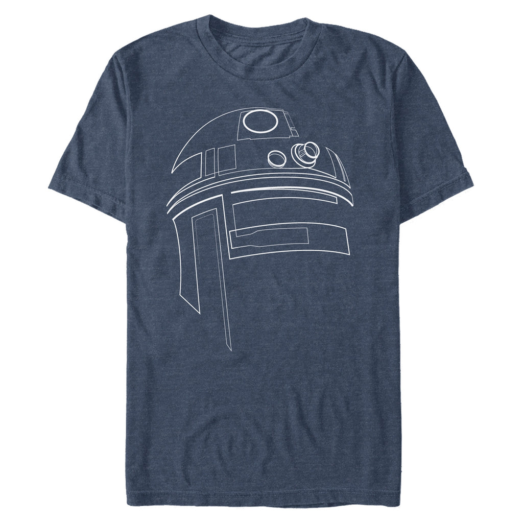 Star Wars Men\'s R2-D2 Outline Fifth Heather Navy – T-Shirt Sun