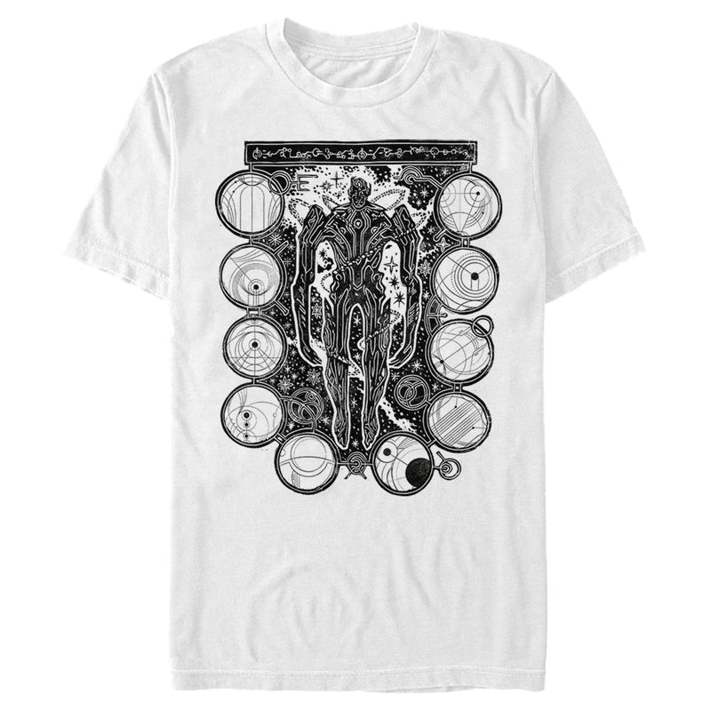 Marvel Men's Eternals Kro Wood Stamp Circles  T-Shirt  White  XL